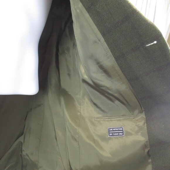 VTG Giorgio Armani Mens Classic Sport Coat One Button Plaid Green Wool 42R ITALY - Picture 9 of 16